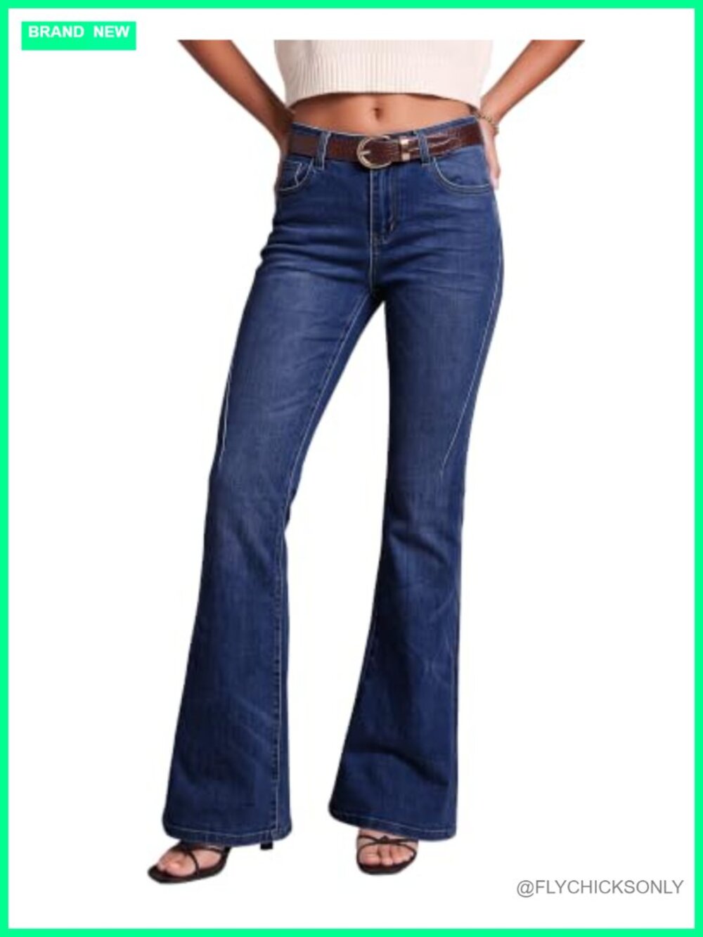 Flare Jeans Mid Rise Bootcut Stretch Denim Pants Distressed